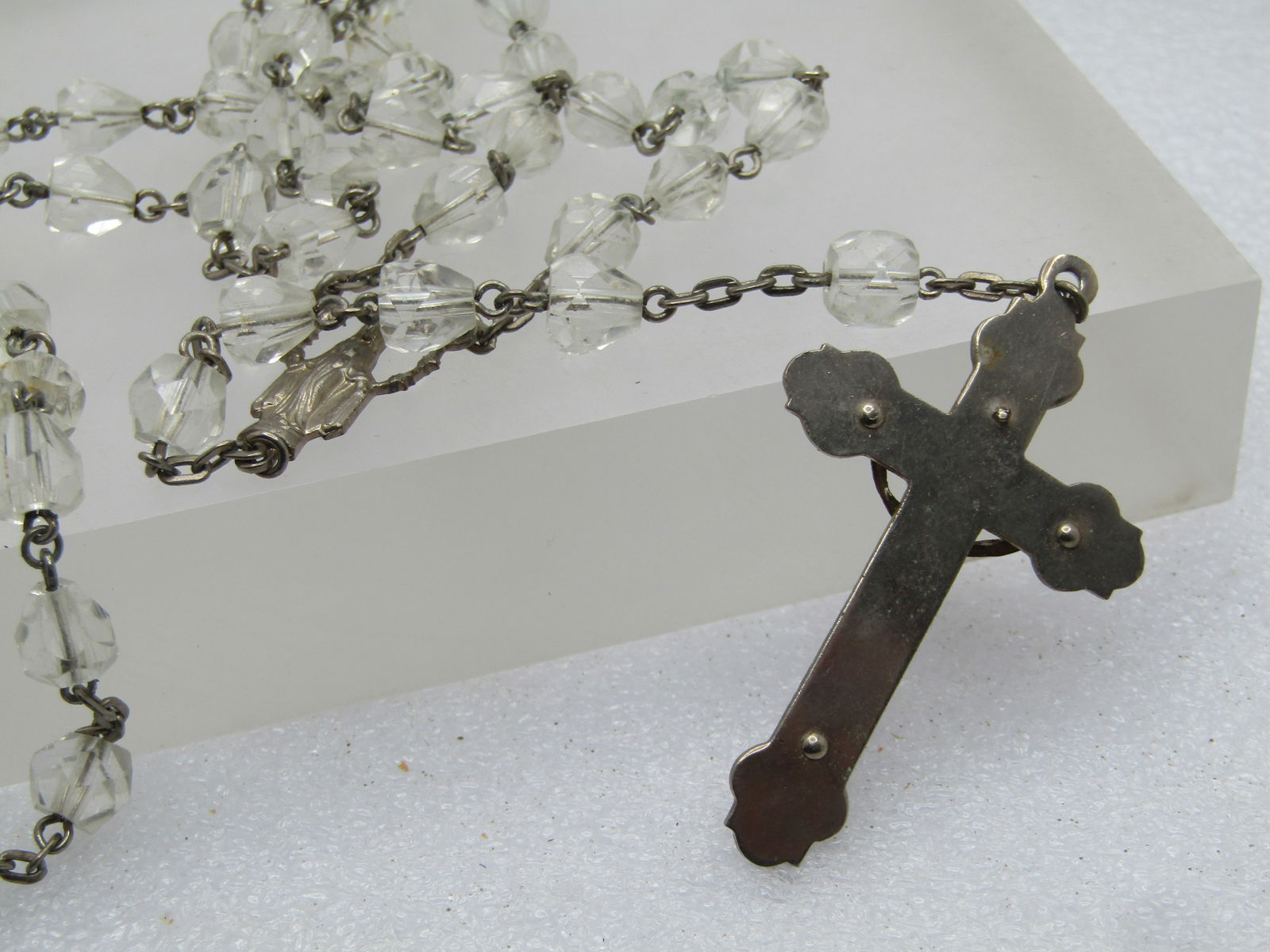 Vintage 36" Clear Beaded Rosary, 1950's-1960's - 3