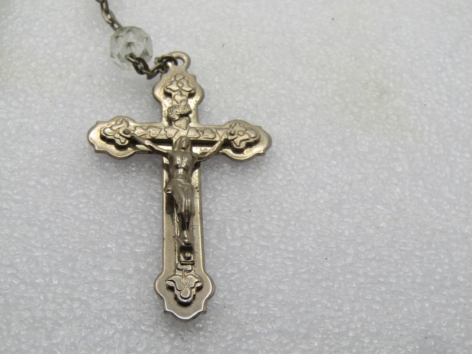 Vintage 36" Clear Beaded Rosary, 1950's-1960's - 5