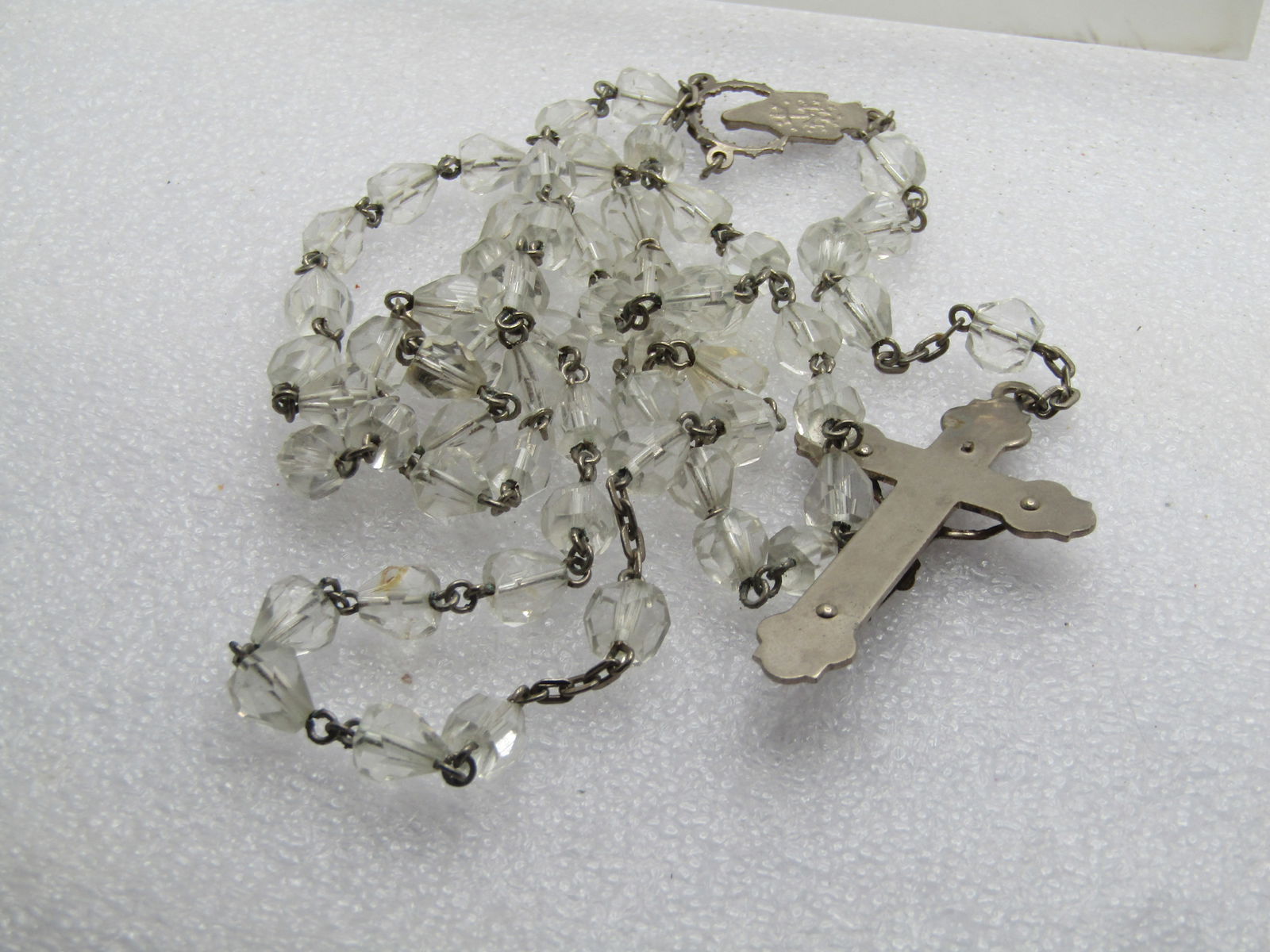 Vintage 36" Clear Beaded Rosary, 1950's-1960's - 6