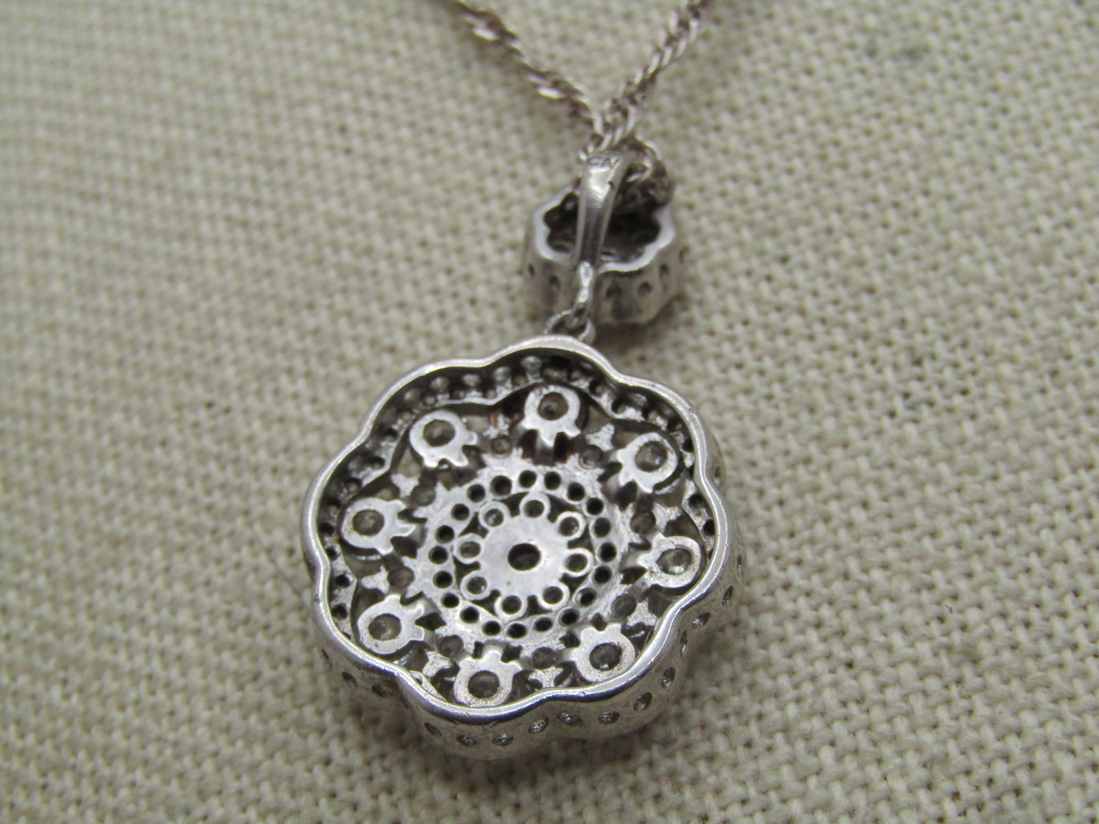 Vintage Sterling Clear Stone Necklace, 24", 1980's-1990's, Signed - 4