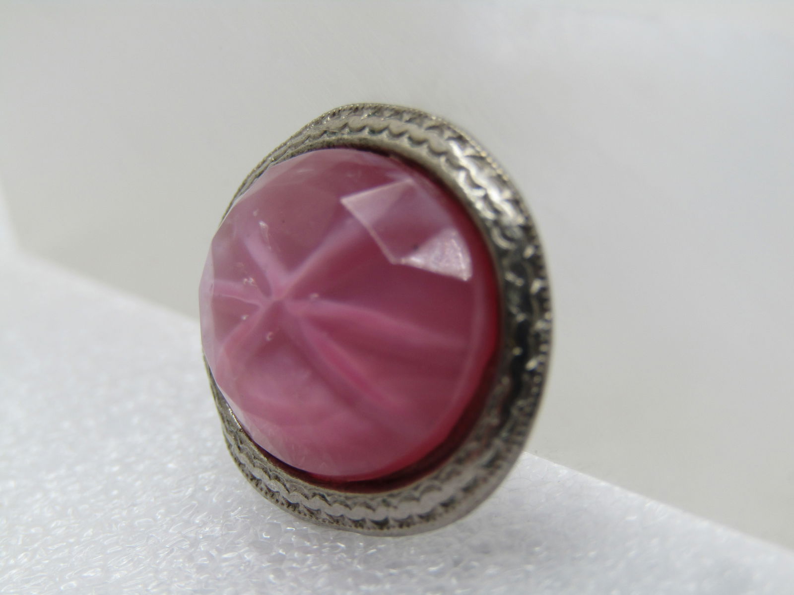 Vintage Faux Pink Sapphire Brooch, C-Clasp, 1940's-1950's - 2