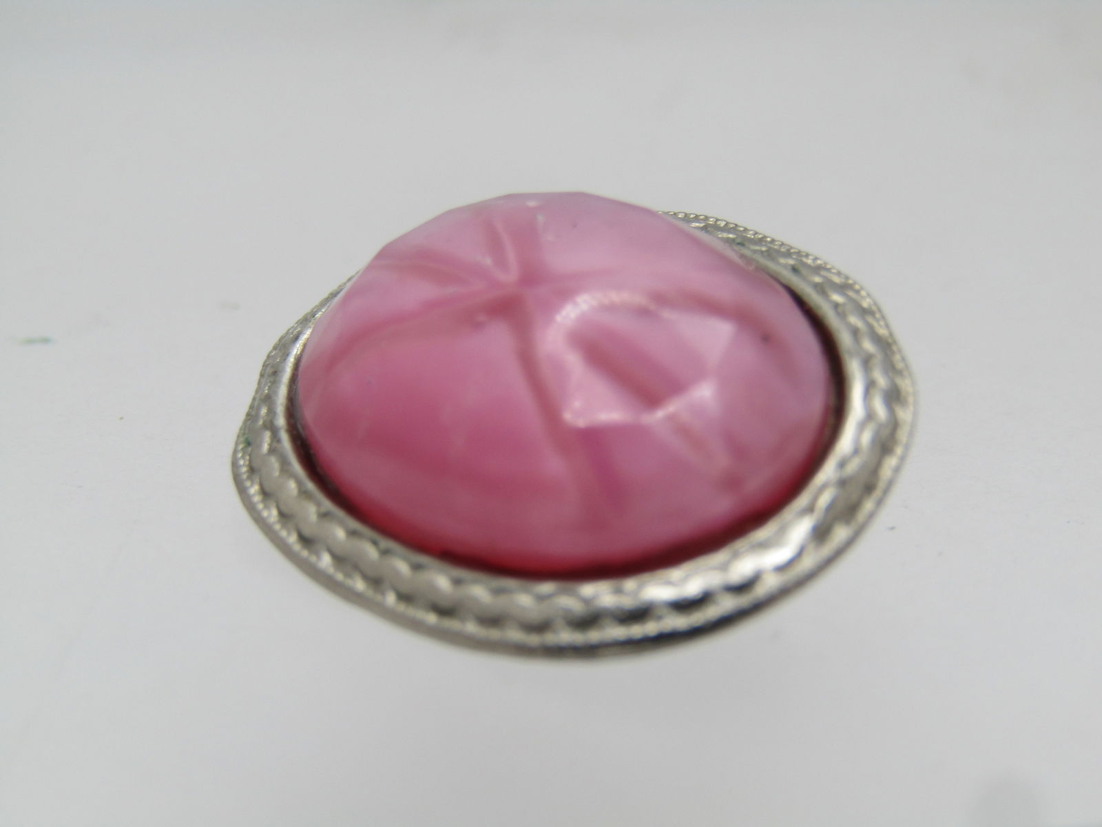 Vintage Faux Pink Sapphire Brooch, C-Clasp, 1940's-1950's - 5