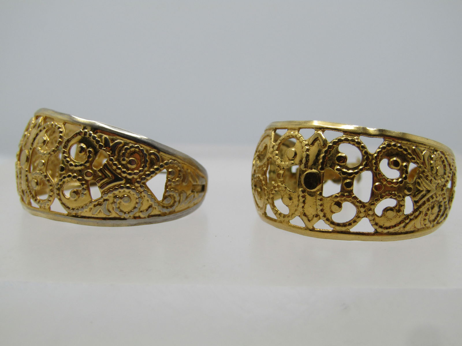 Vintage Wide Filigree Hoop Earrings, Pierced, 1980's, 1-1/8" - 6