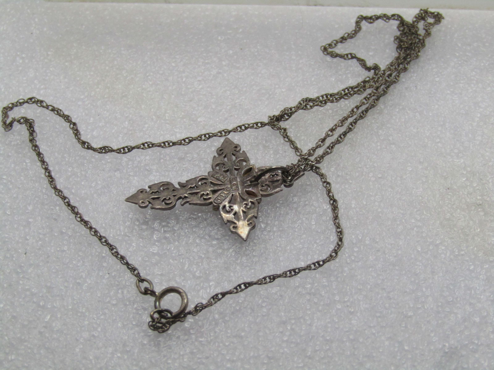 Vintage Sterling & 12kt Cross Necklace, Black Hills Gold, 18", 1980's-1990's, Signed - 6