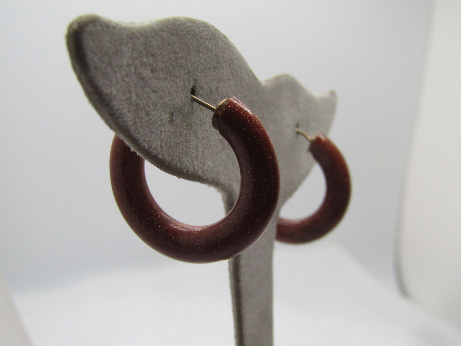 Vintage Goldstone Hoop Earrings, Pierced 1960's-1970's. - 2