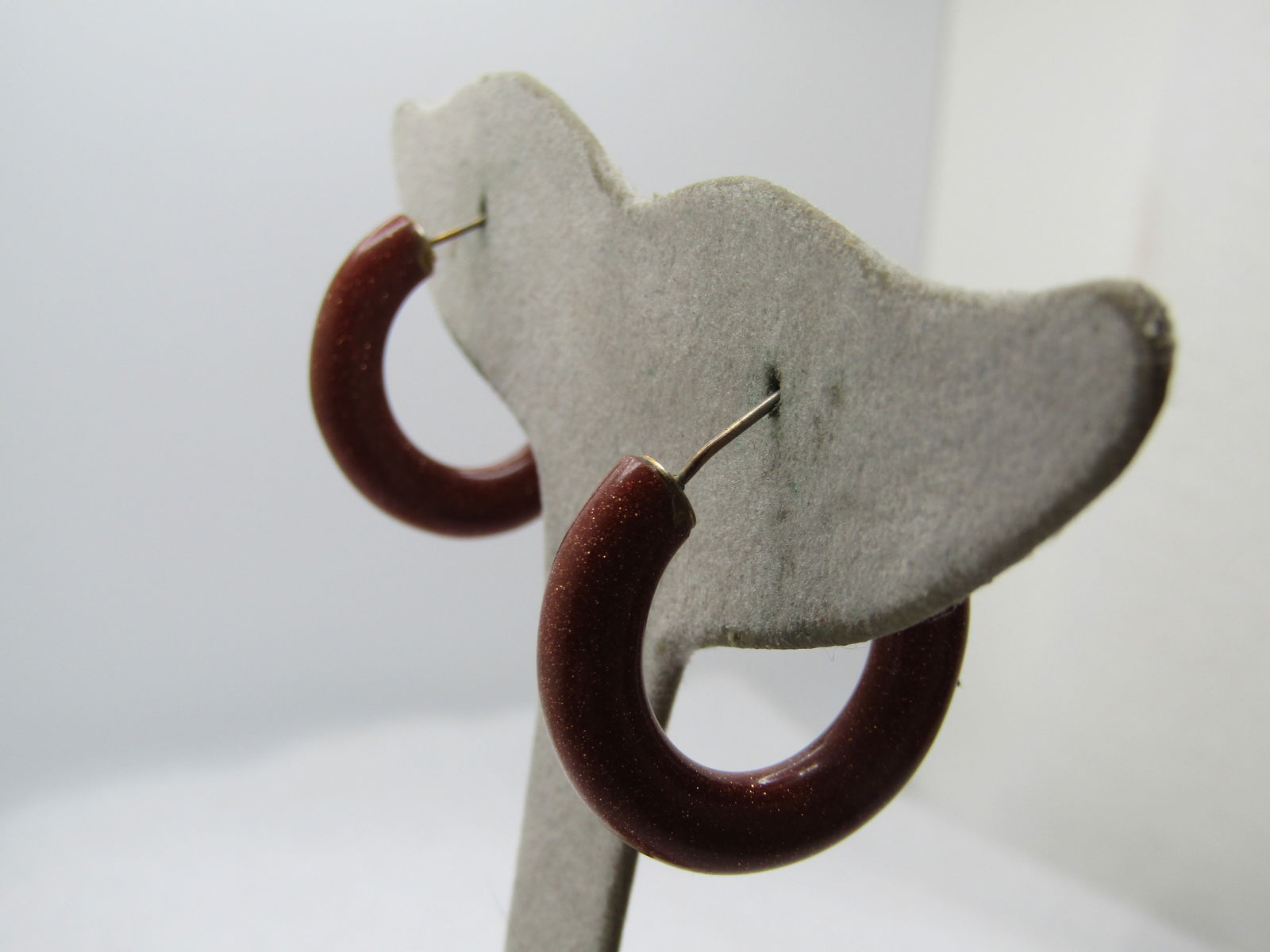 Vintage Goldstone Hoop Earrings, Pierced 1960's-1970's. - 3