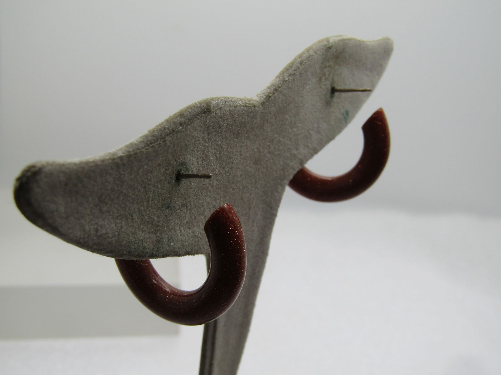 Vintage Goldstone Hoop Earrings, Pierced 1960's-1970's. - 4