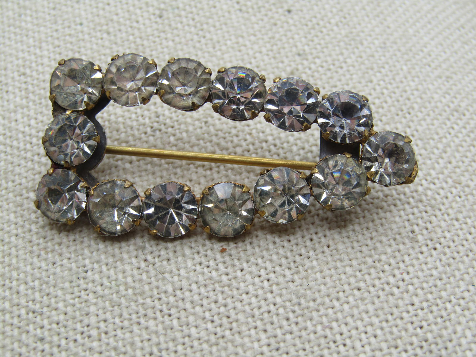 Antique Clear Rhinestone Pointed Brooch C-Clasp 1920's. - 3