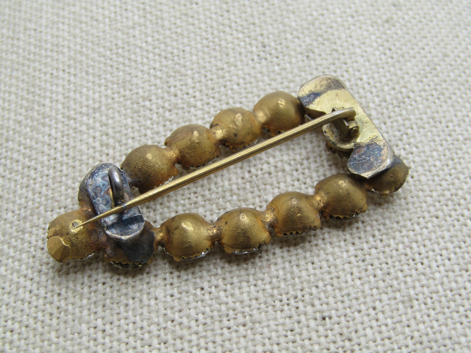 Antique Clear Rhinestone Pointed Brooch C-Clasp 1920's. - 5