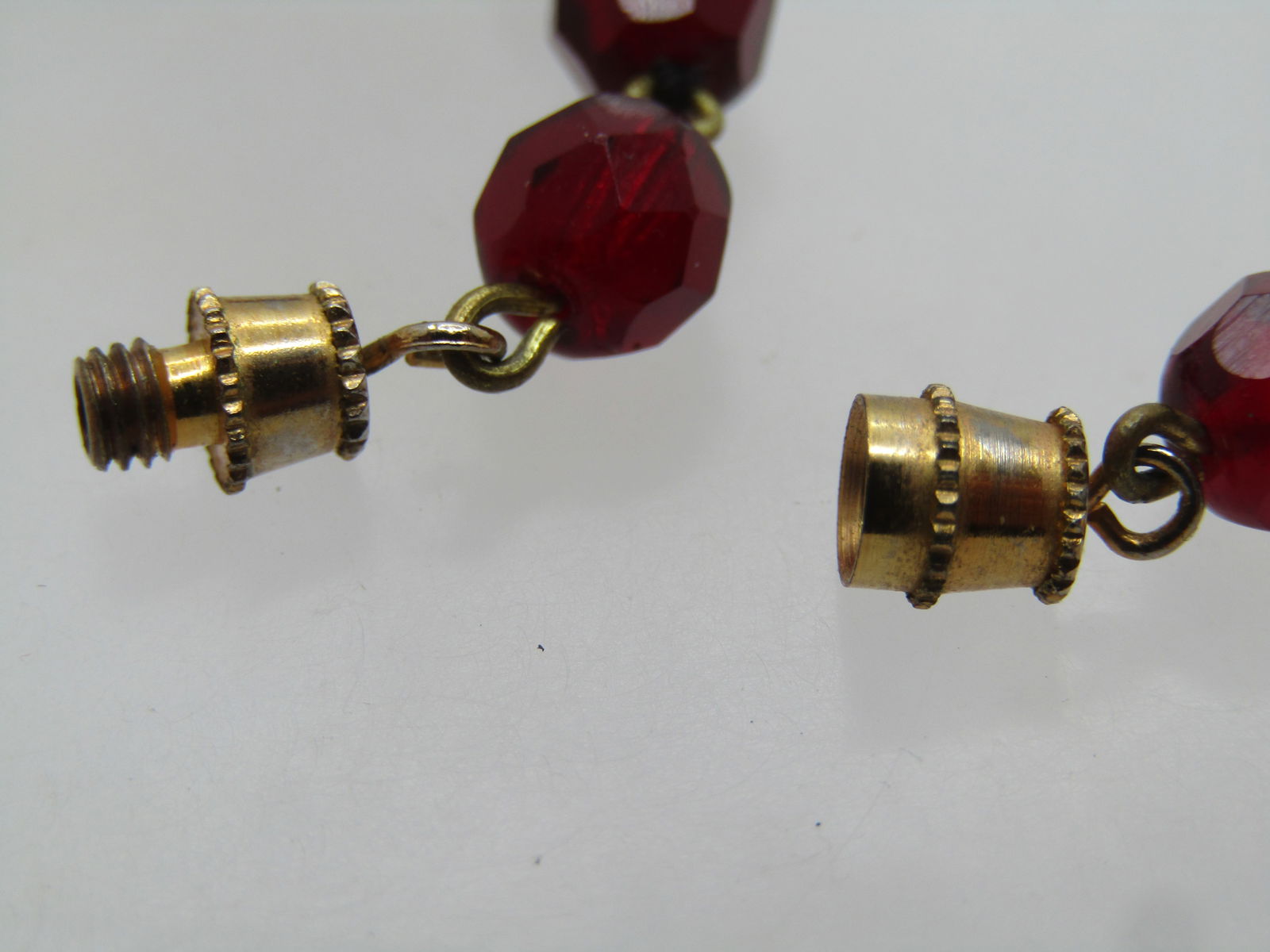 Vintage Red Faceted Beaded Necklace, 18", 1960's-1970's - 5