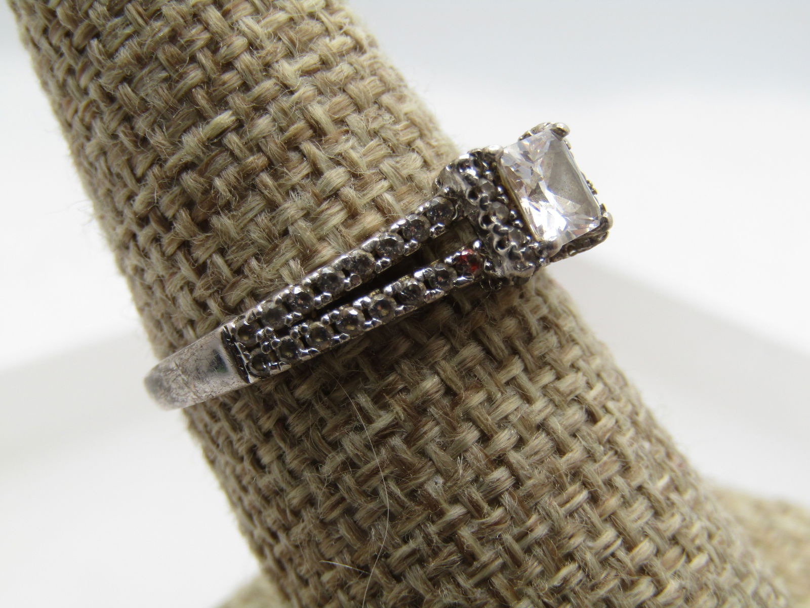 Vintage Sterling Clear Stone Ring. Sz. 8.5, Signed DL, 1990's - 3
