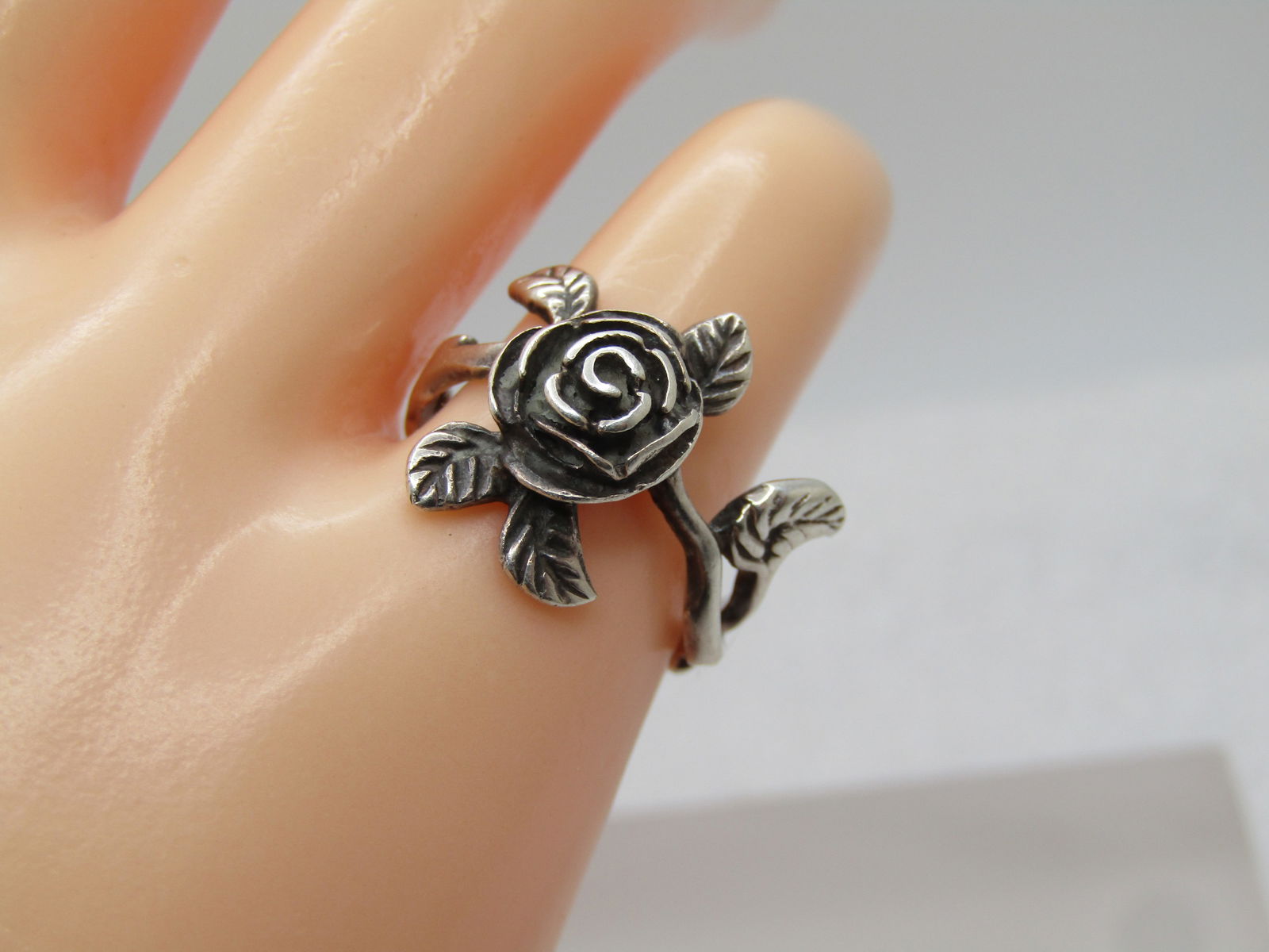 Vintage Sterling Rose Ring, Sz. 5, Mexico, 1960's-1970's - 4