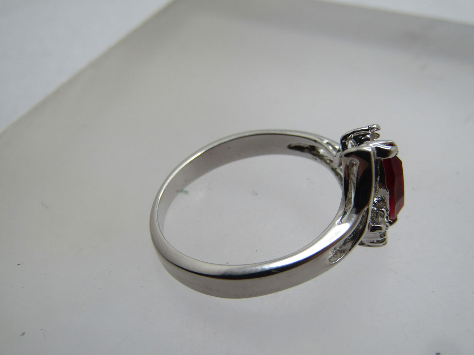 Vintage Red & Clear Stone Ring, Sz. 9.5, 1970's-1980's - 5