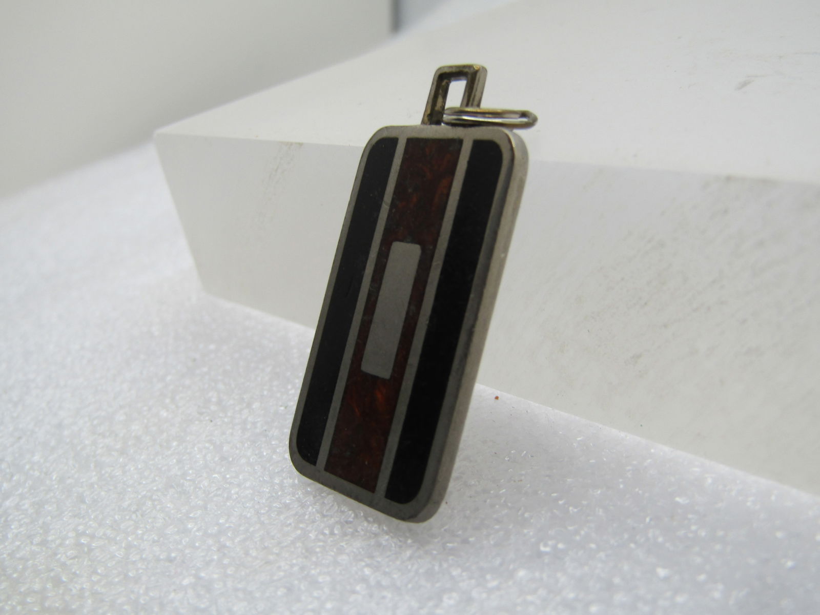 Vintage Black & Brown Inlaid Pendant, signed Colibri, 1970's-1980's - 2