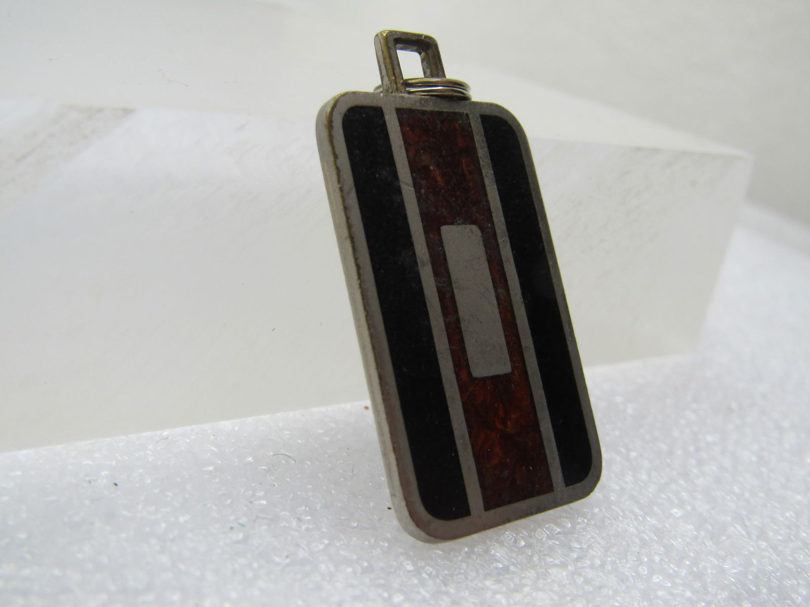 Vintage Black & Brown Inlaid Pendant, signed Colibri, 1970's-1980's - 3