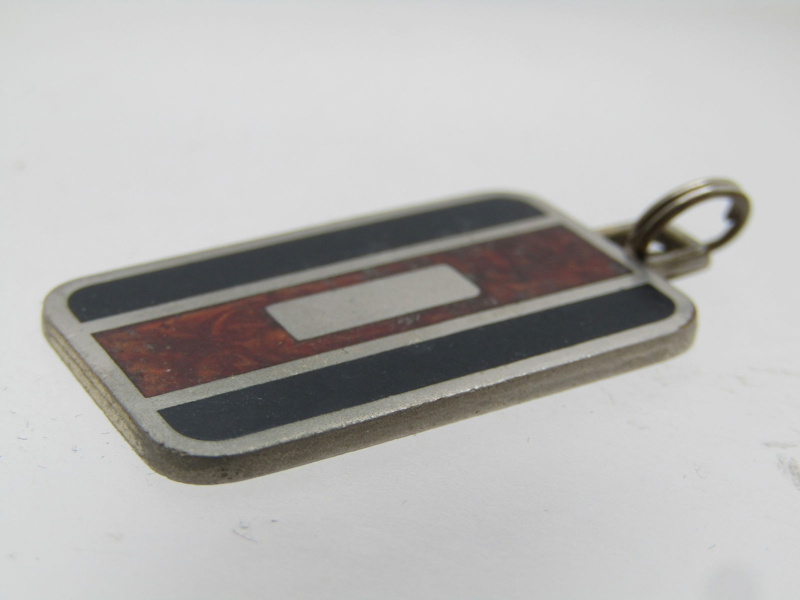 Vintage Black & Brown Inlaid Pendant, signed Colibri, 1970's-1980's - 6