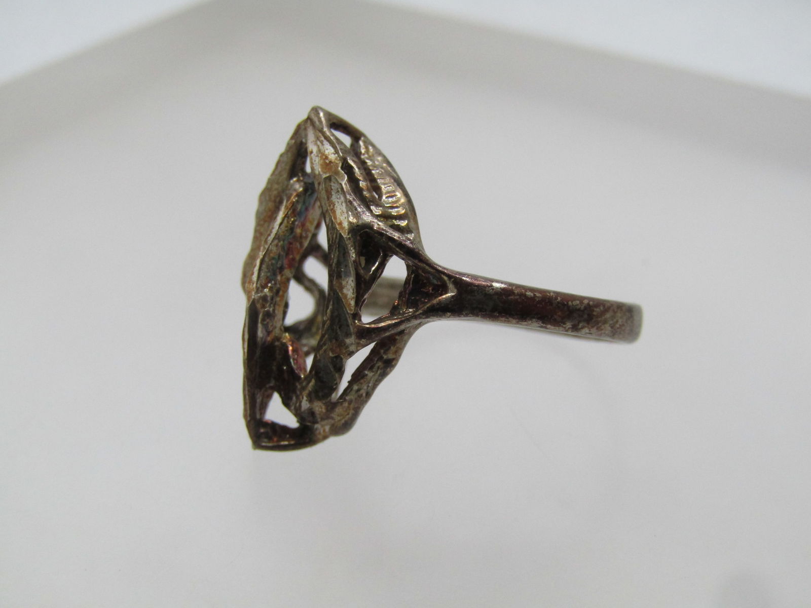 Vintage Pointed Diamond Cut Tiered Ring, Sz. 6, Signed Silpada, 1990's - 5