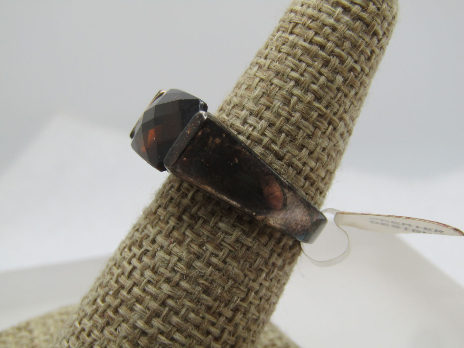 Vintage Brown Honeycomb Faceted Stone Ring, Sz. 7, Premier Designs, 1980's-1990's - 2