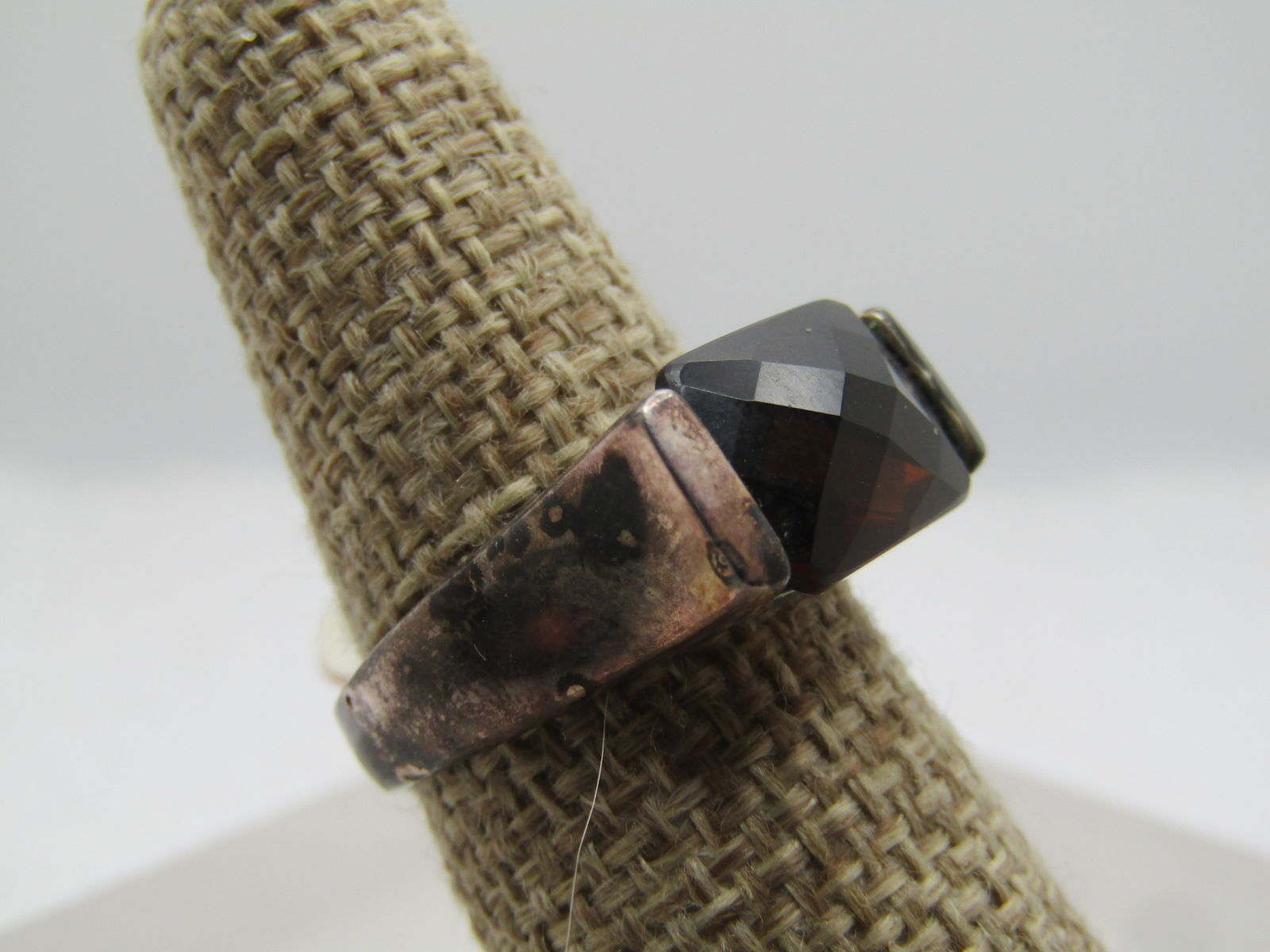 Vintage Brown Honeycomb Faceted Stone Ring, Sz. 7, Premier Designs, 1980's-1990's - 3