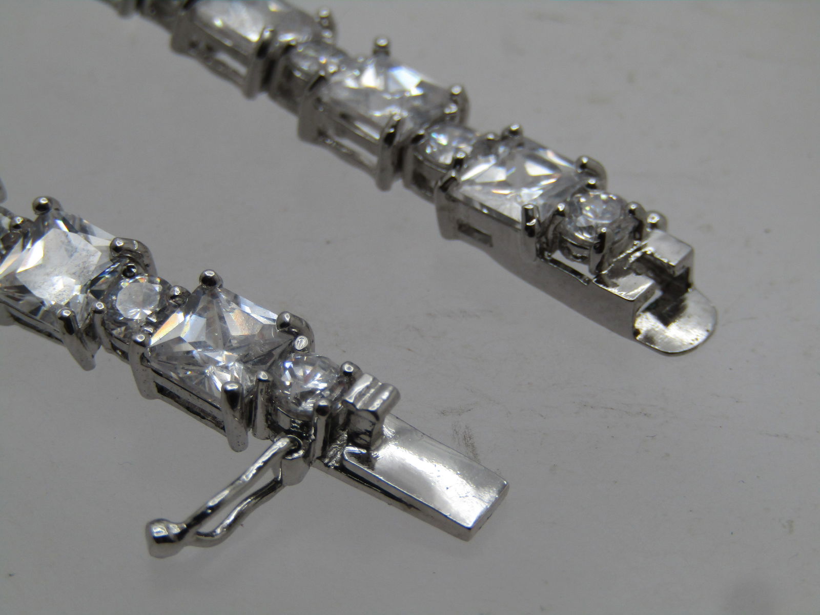 Vintage Clear Crystal Tennis Bracelet, 7" 1990's - 5