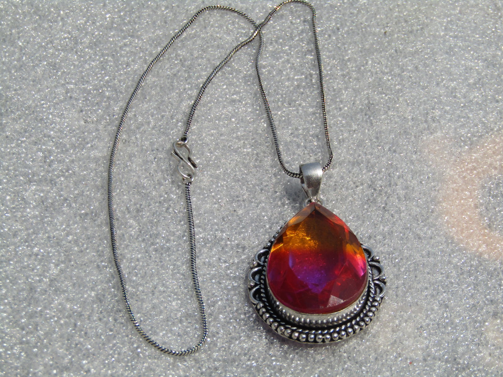 Simulated Ametrine Southwestern Themed Necklace, 19", Modern - 3