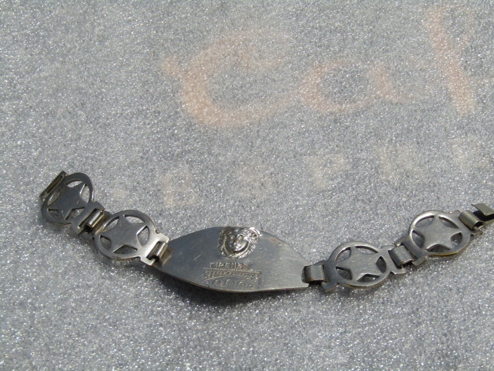 Vintage Firenze Raised Face & Star Link Bracelet, 7.25", Hook Clasp, 1950's-1960's - 2