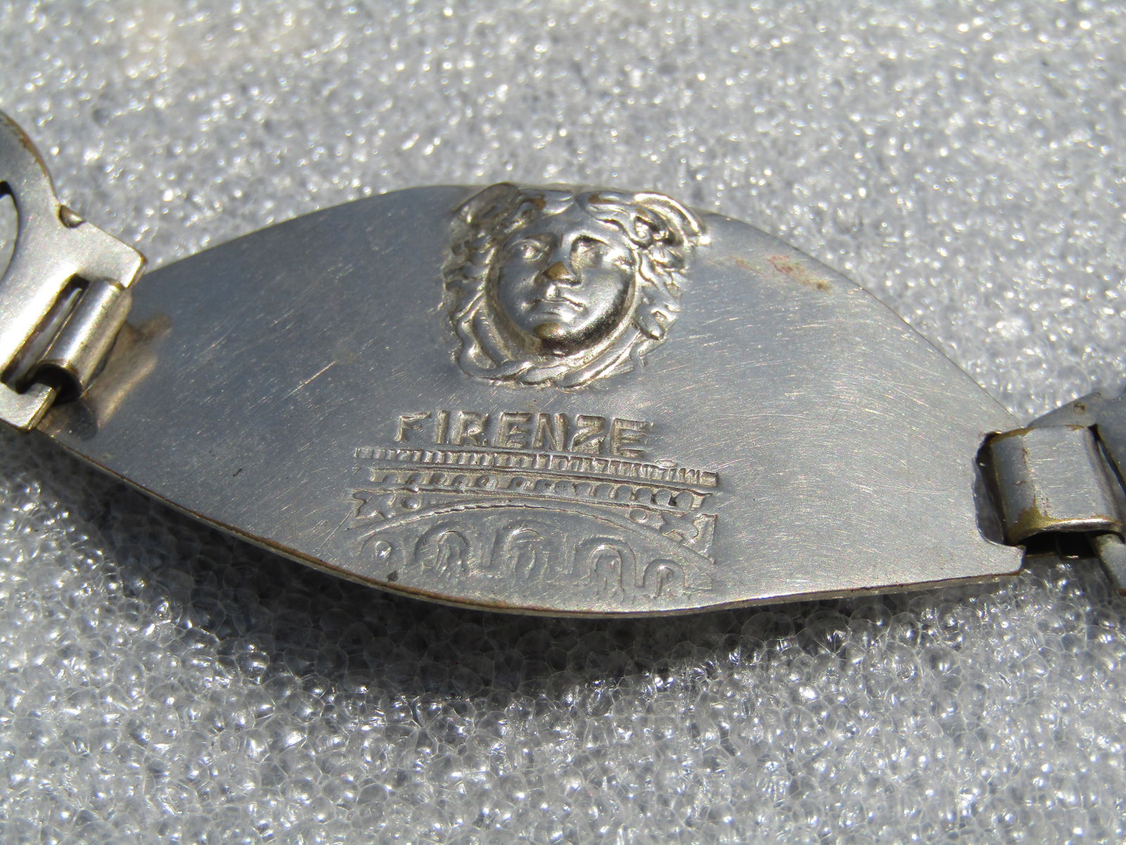 Vintage Firenze Raised Face & Star Link Bracelet, 7.25", Hook Clasp, 1950's-1960's - 3