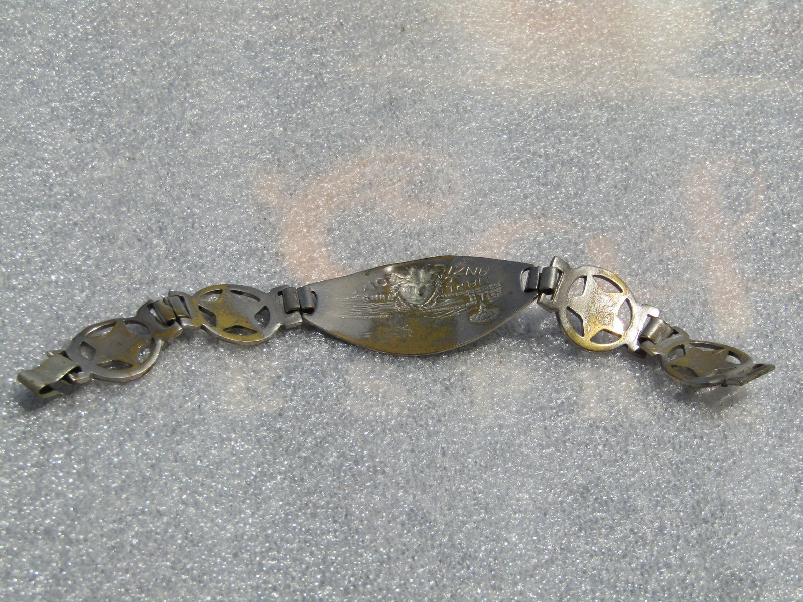 Vintage Firenze Raised Face & Star Link Bracelet, 7.25", Hook Clasp, 1950's-1960's - 6