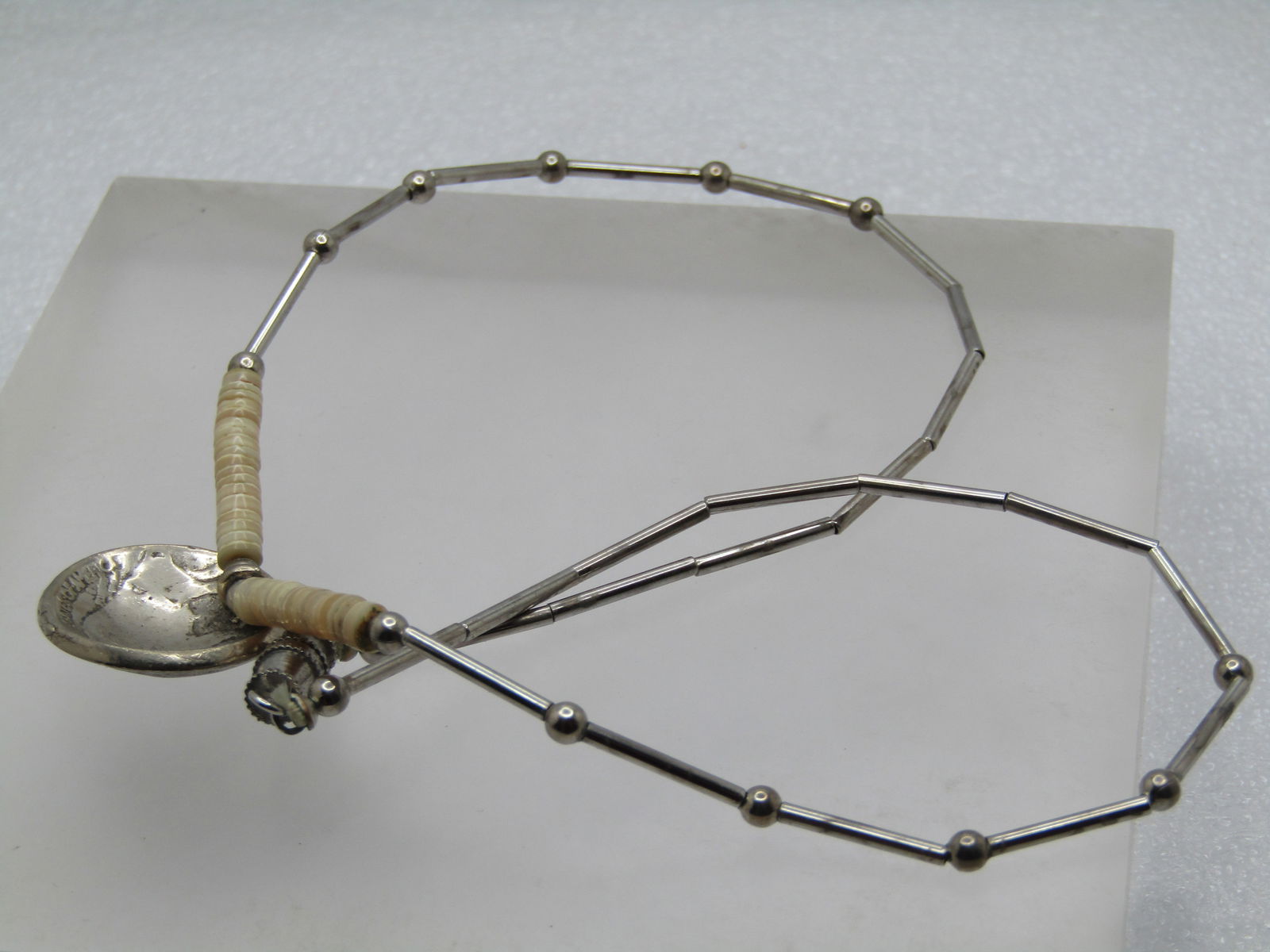 Vintage Heishi 1935 Buffalo Nickle Necklace, 16" - Southwestern, Unisex, 1970's - 5