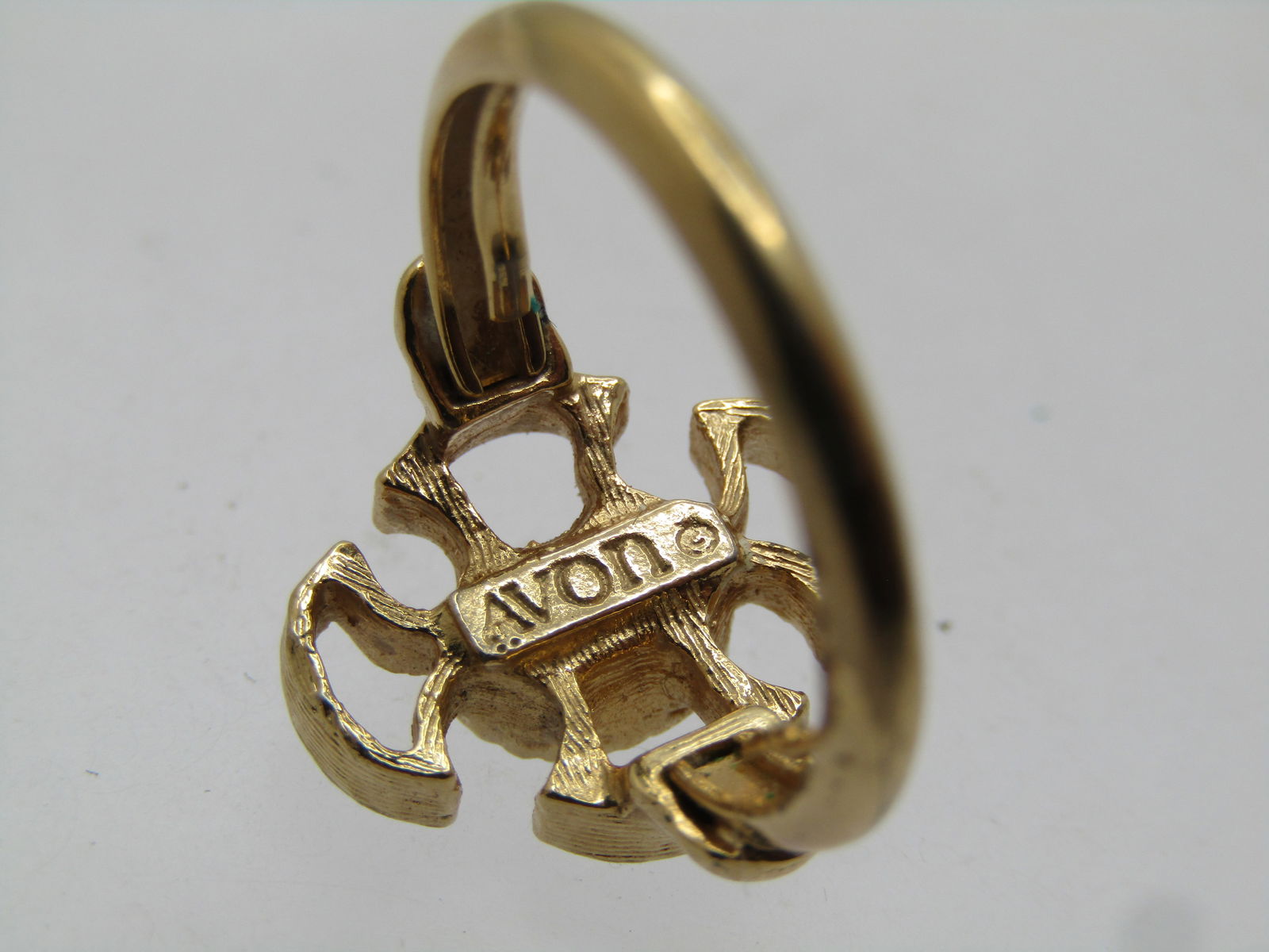 Vintage Avon Baroness Faux Jade Ring, Adj. Sz. 5.5-7. 1970's - 6