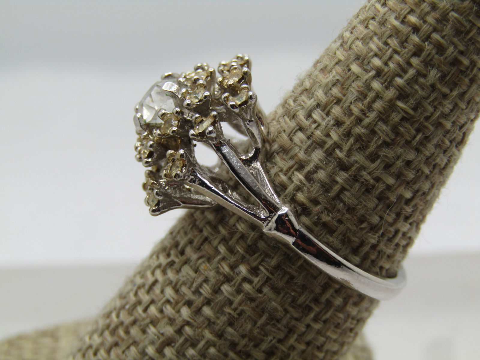 Vintage Clear Rhinestone Cluster Ring, Sz 8. , 1960's-1970's - 2