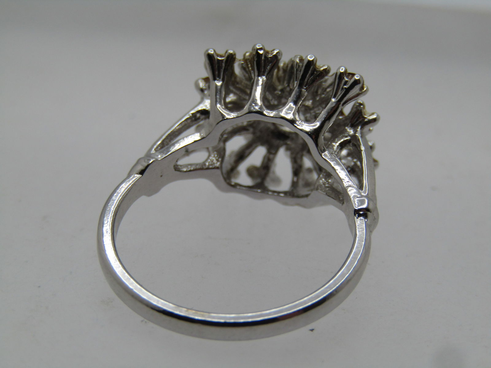 Vintage Clear Rhinestone Cluster Ring, Sz 8. , 1960's-1970's - 4