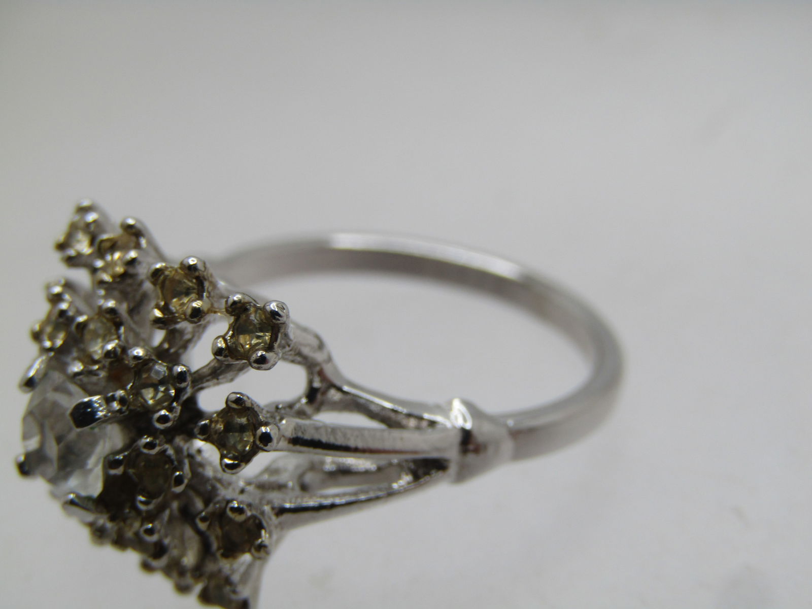 Vintage Clear Rhinestone Cluster Ring, Sz 8. , 1960's-1970's - 6