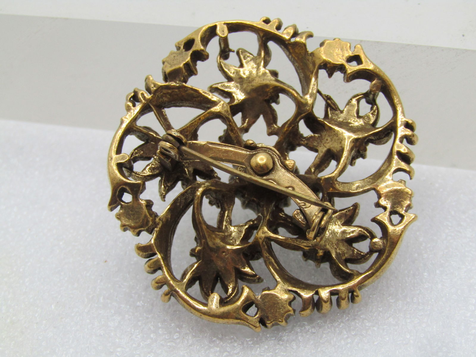 Vintage Green Rhinestone Spiral Blossom Brooch, Signed Coro 1960's - 5