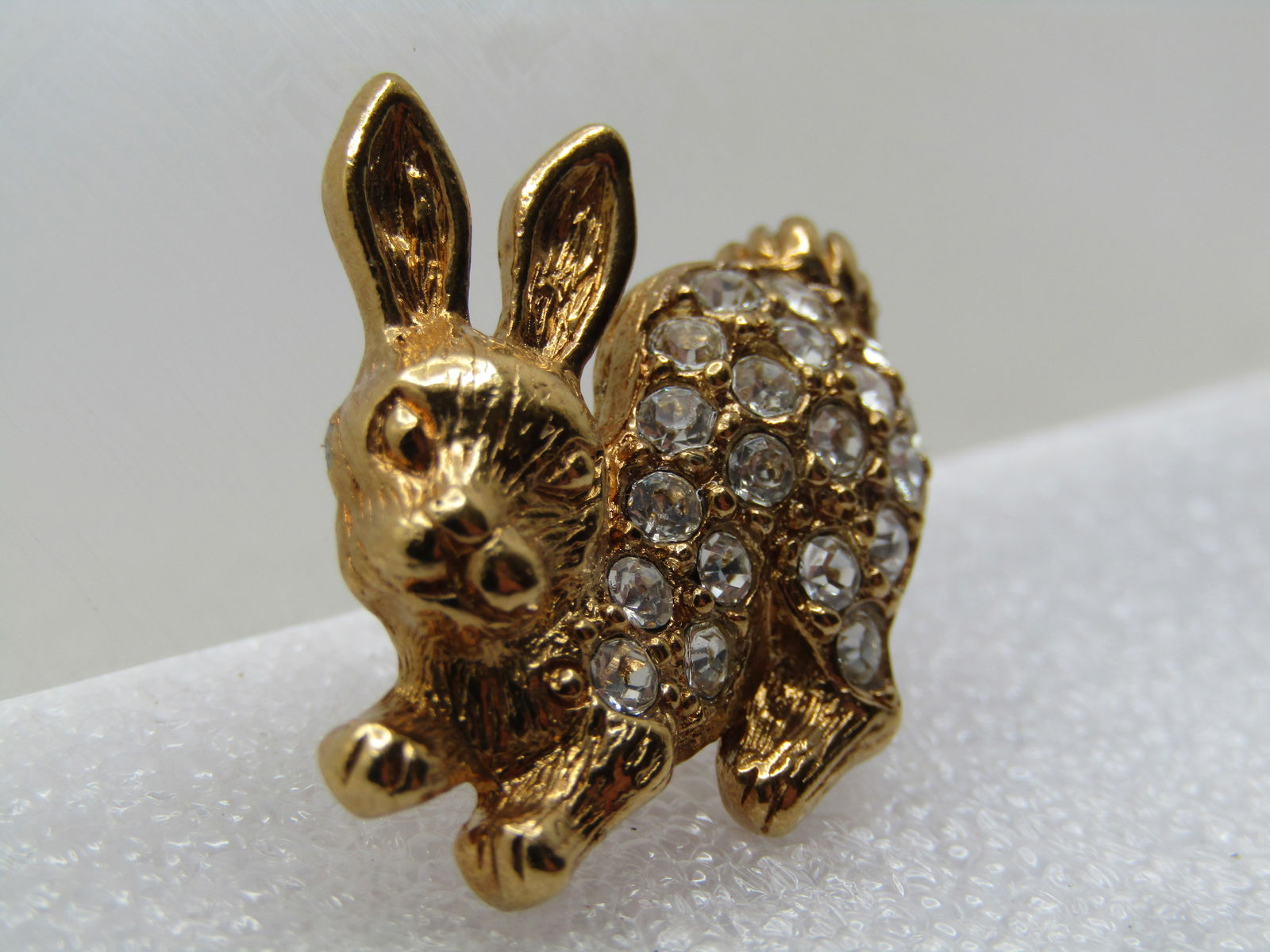Vintage Rhinestone Rabbit Tack Pin, Avon, 1970's - 2