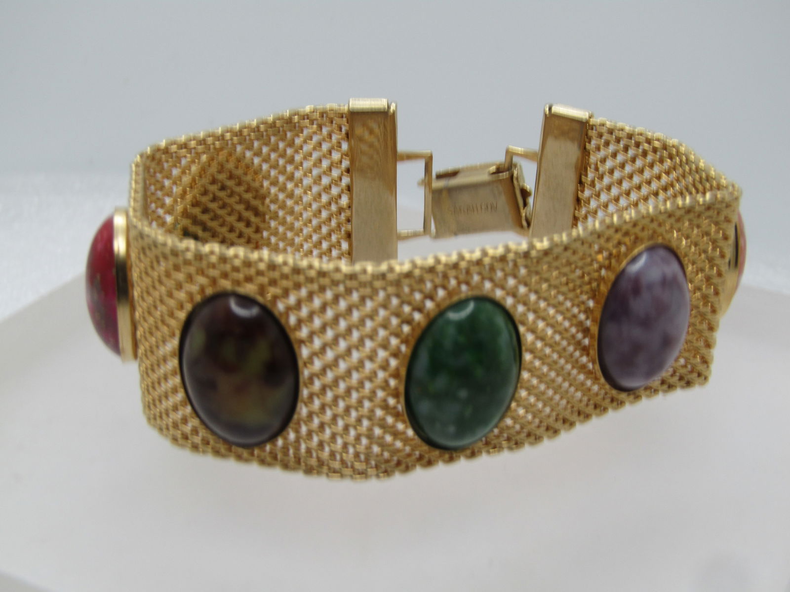 Vintage Faux Agate Mesh Bracelet, 7.5", Sarah Coventry, 1960's-1970's - 2
