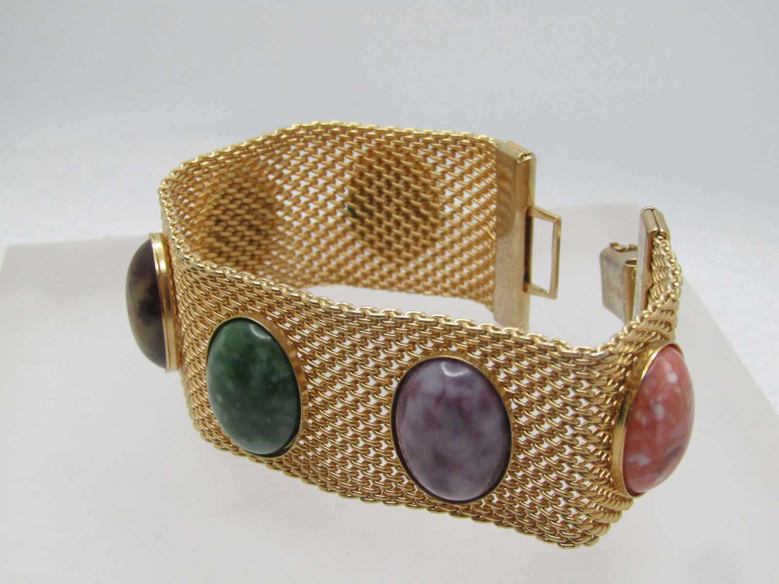 Vintage Faux Agate Mesh Bracelet, 7.5", Sarah Coventry, 1960's-1970's - 3