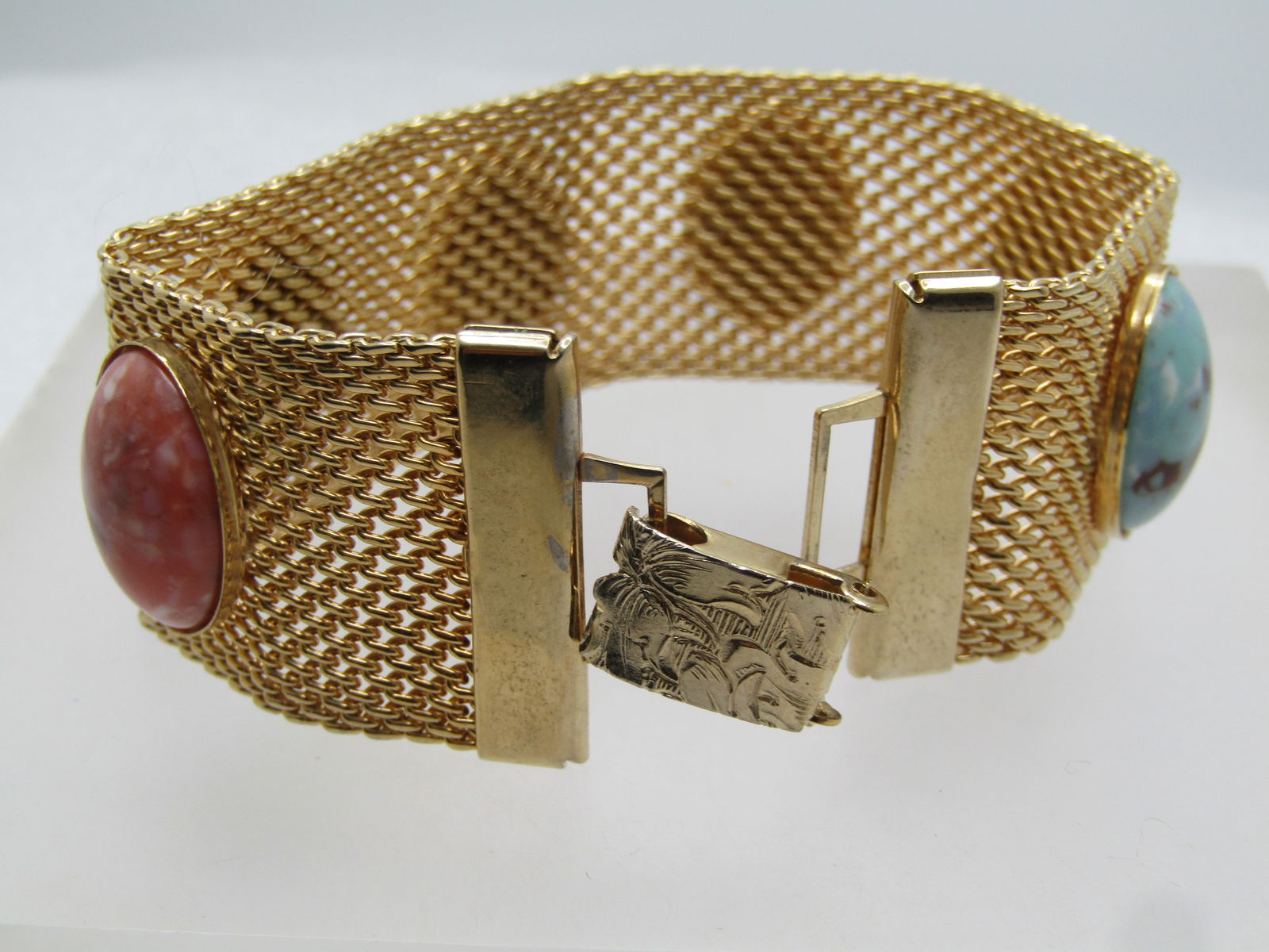 Vintage Faux Agate Mesh Bracelet, 7.5", Sarah Coventry, 1960's-1970's - 4