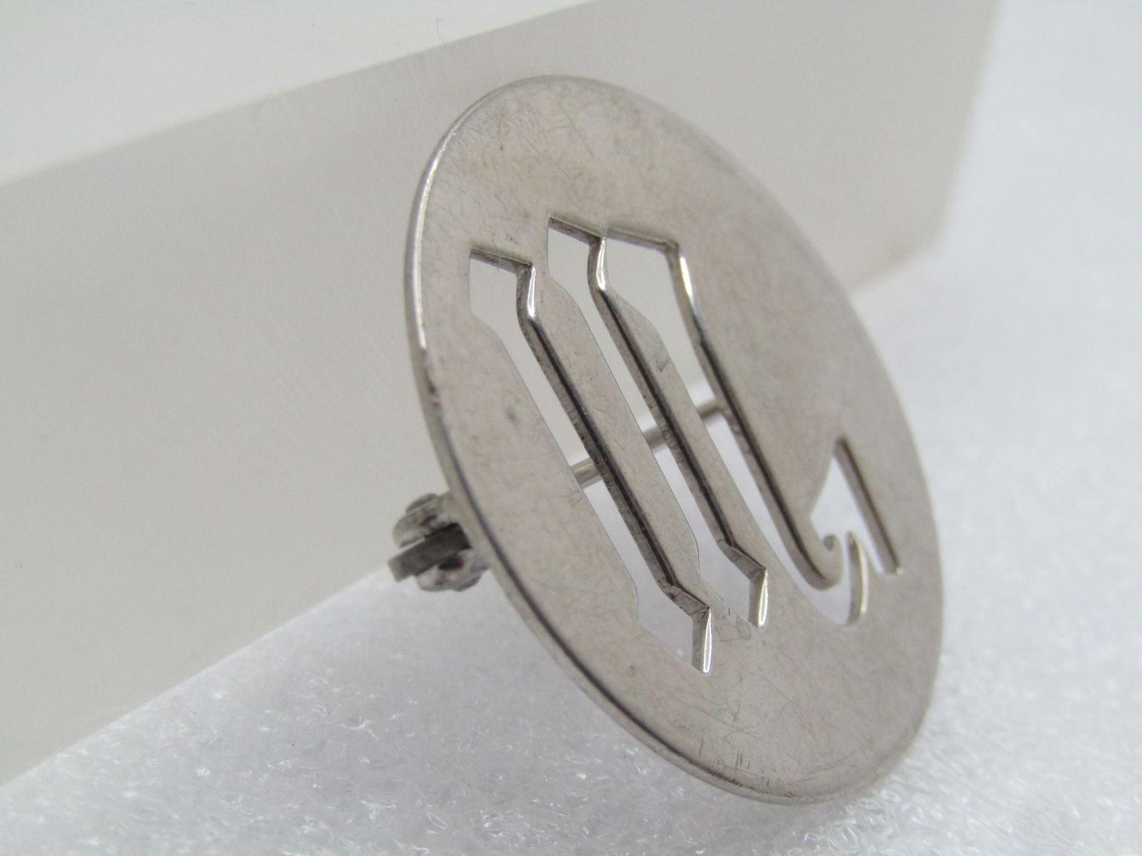 Vintage Sterling Initial W Brooch, Signed WRE, 1960's-1970's - 3