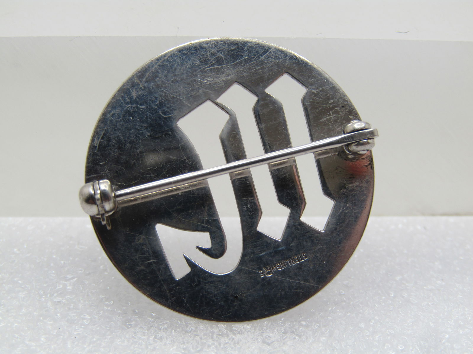 Vintage Sterling Initial W Brooch, Signed WRE, 1960's-1970's - 4