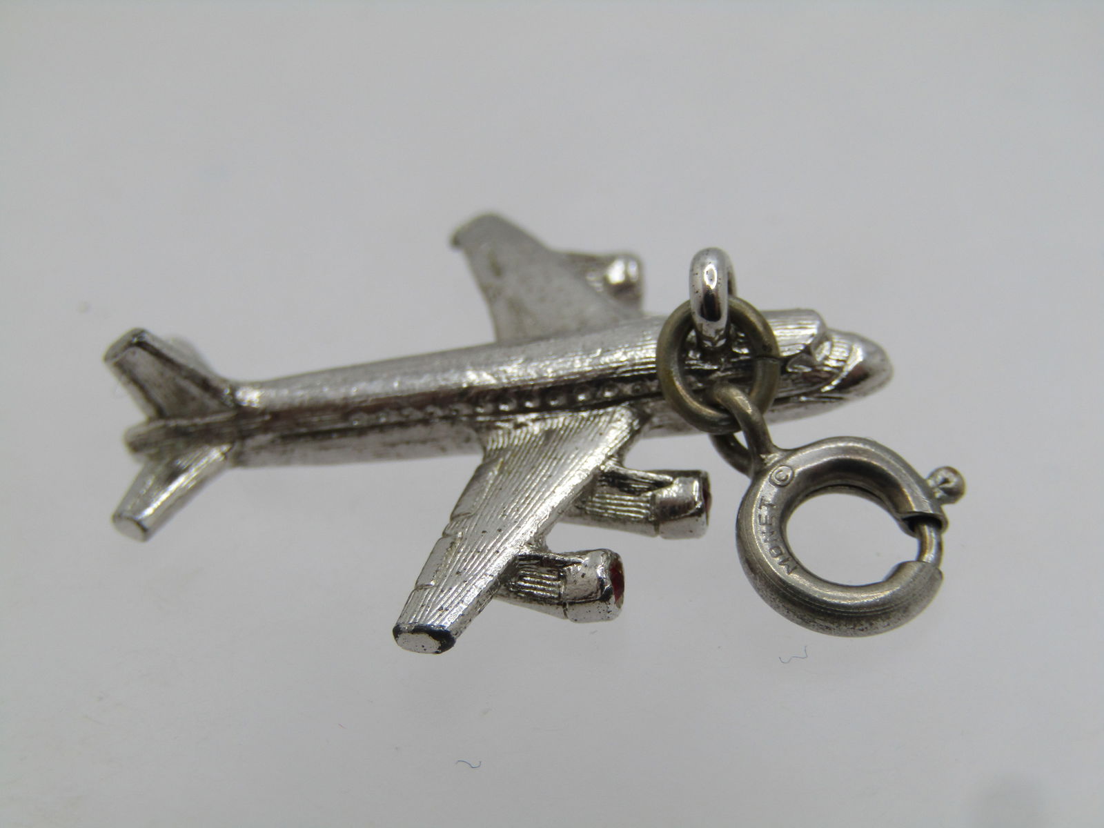 Vintage Monet Airplane Charm/Pendant, Spring Ring, 1960's - 5