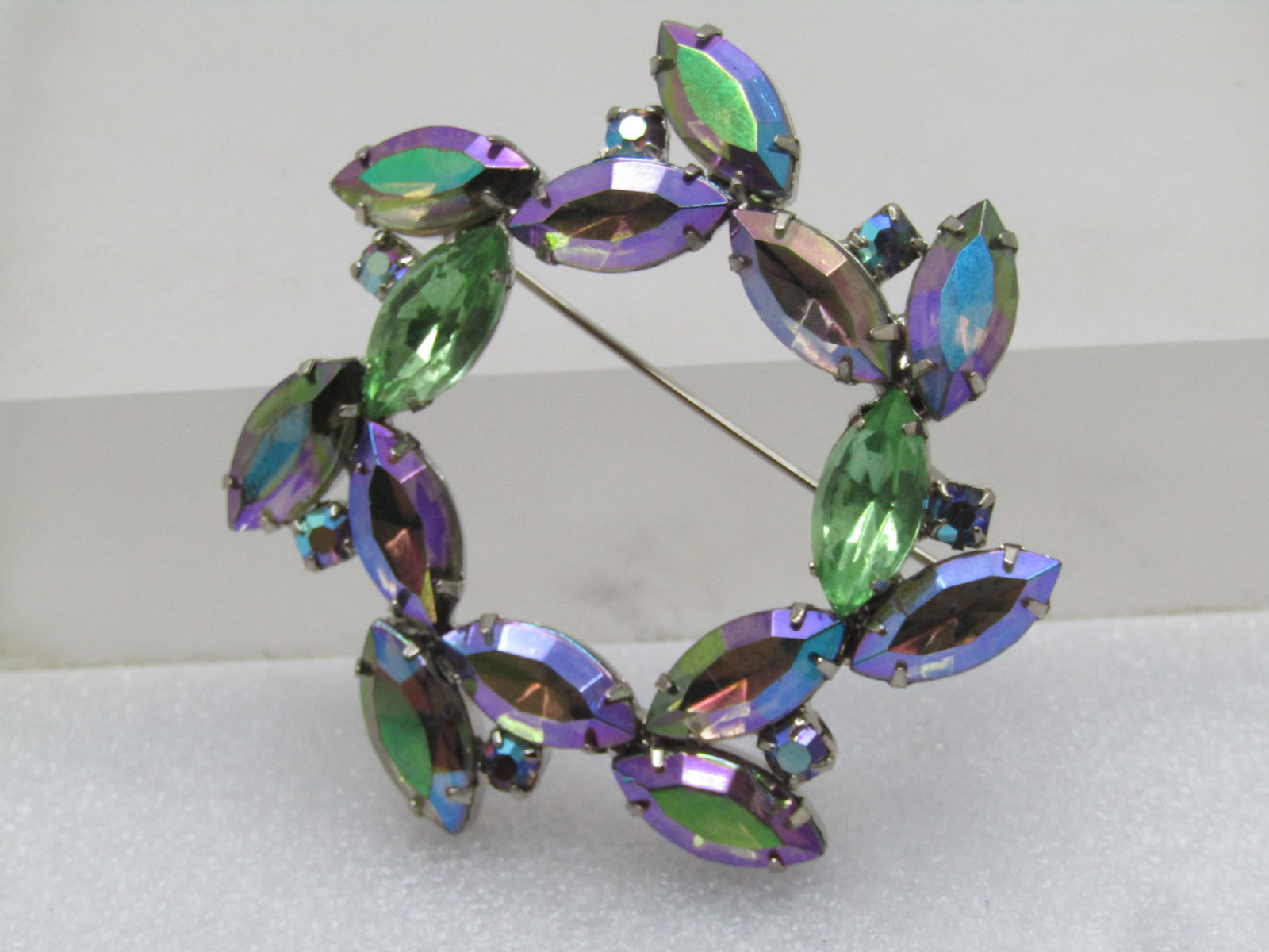 Vintage Peacock Aurora Borealis Brooch, 1960's - 2