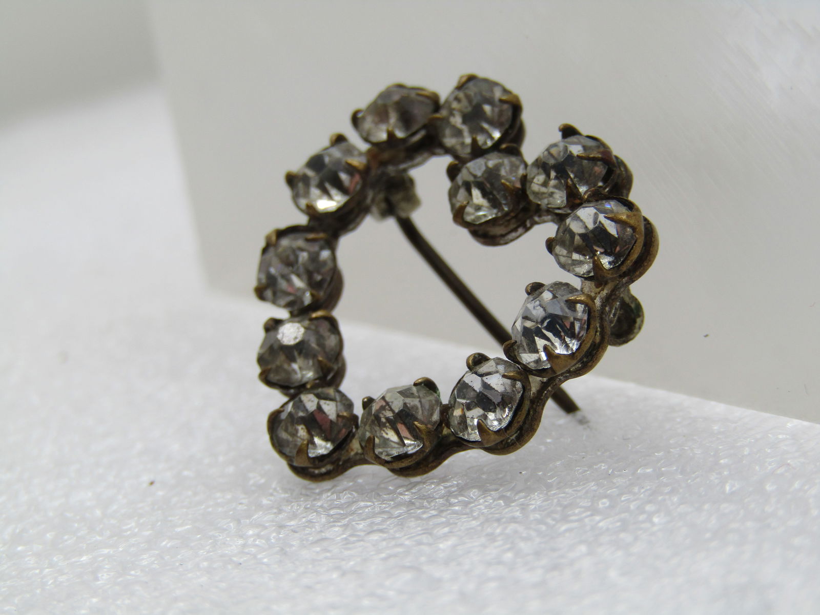 Vintage Rhinestone Heart Brooch, C-Clasp, 1920's-1930's - 2
