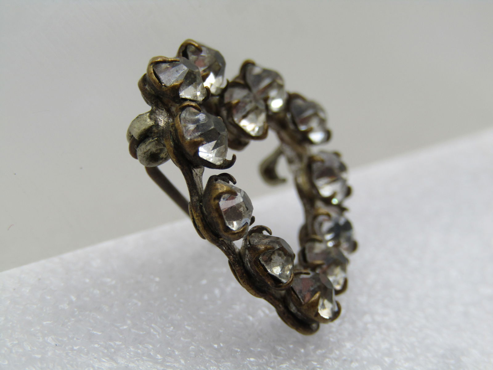 Vintage Rhinestone Heart Brooch, C-Clasp, 1920's-1930's - 3