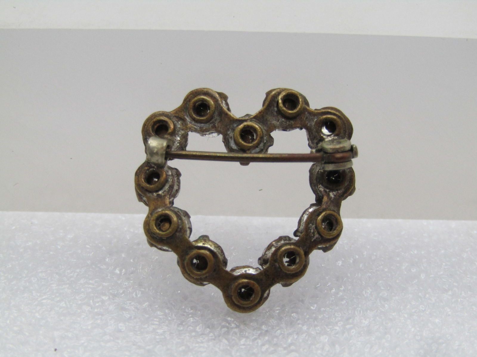 Vintage Rhinestone Heart Brooch, C-Clasp, 1920's-1930's - 4