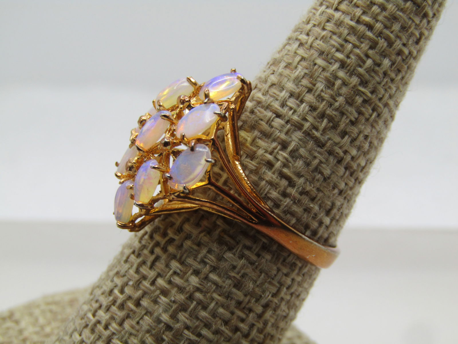Vintage Faux Opal Cluster Ring, Sz.8.5 1980's-1990's - 2