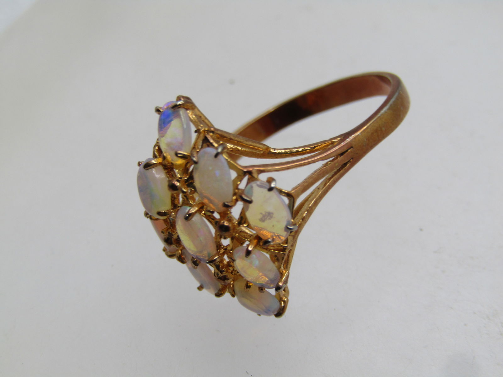 Vintage Faux Opal Cluster Ring, Sz.8.5 1980's-1990's - 4