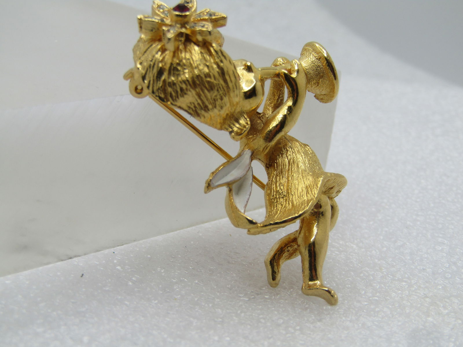 Vintage Fairy/Angel Brooch, Blowing Horn, 1960's-1970's - 3
