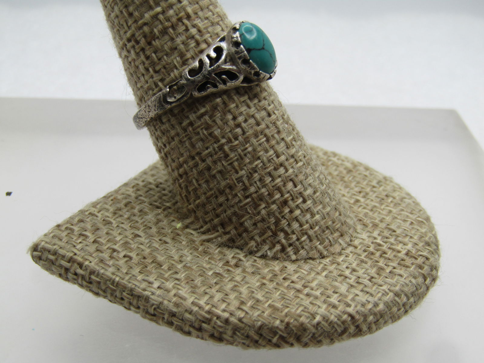 Vintage Sterling Faux Turquoise Ring, Sz. 9.25, 1960's-1970's, Signed Seta - 3