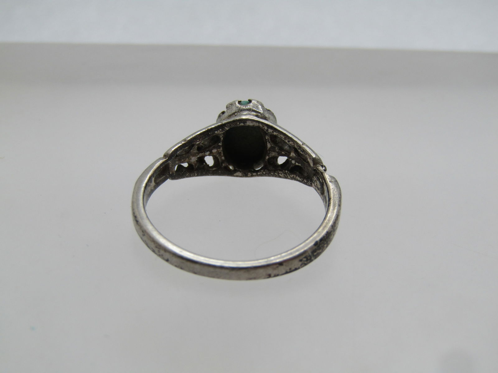 Vintage Sterling Faux Turquoise Ring, Sz. 9.25, 1960's-1970's, Signed Seta - 4